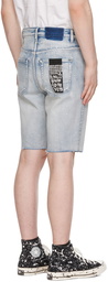 Ksubi Blue Wolf Short Vapour Trashed Denim Shorts