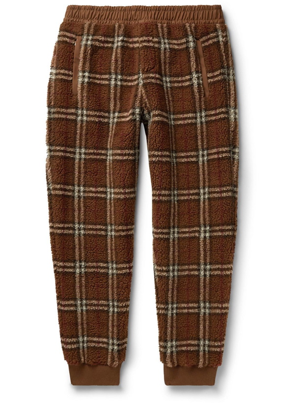 Photo: Burberry - Tapered Checked Twill-Trimmed Fleece Sweatpants - Brown
