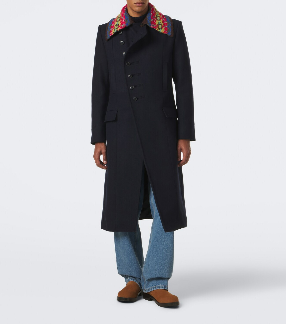 Dries Van Noten Double-breasted wool-blend twill coat