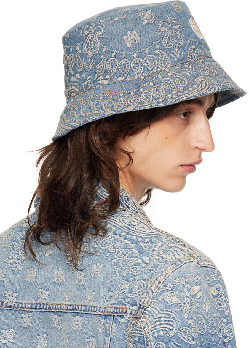 AMIRI Blue 'MA' Paisley Jacquard Bucket Hat Amiri
