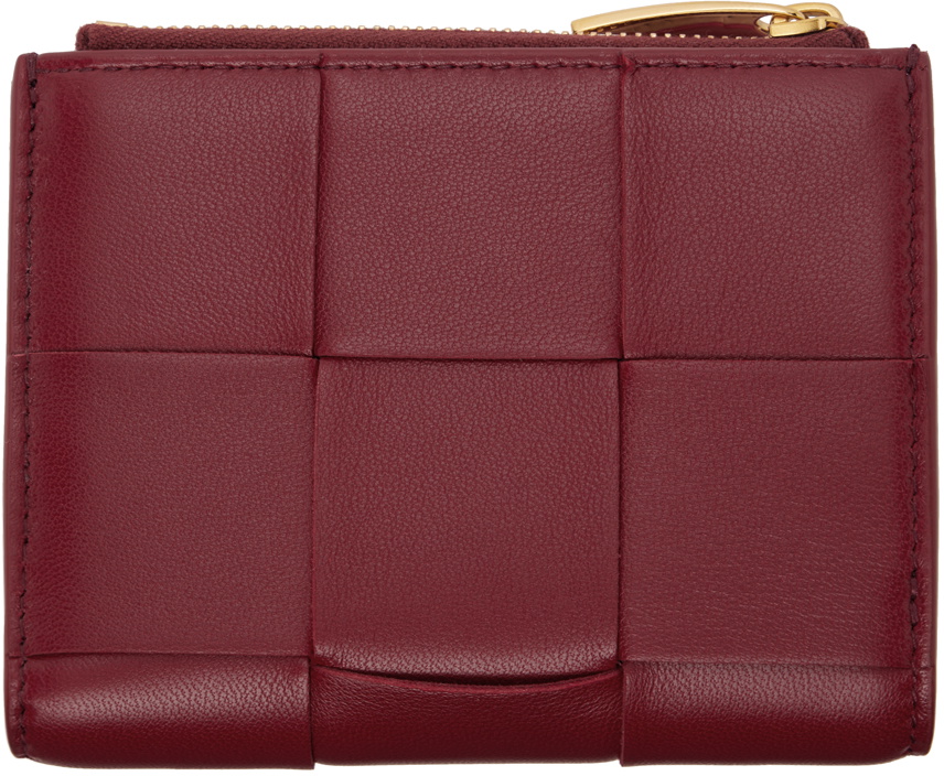 Bottega Veneta Red Small Cassette Bi-Fold Zip Wallet