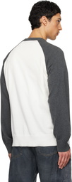 We11done White & Gray Teddy Raglan Sweater