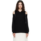 Simone Rocha Black Relaxed Cashmere Slash V-Neck Bow Sweater