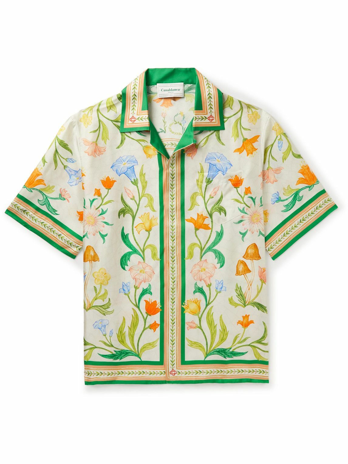 Casablanca - Convertible-Collar Floral-Print Silk-Twill Shirt - Multi ...