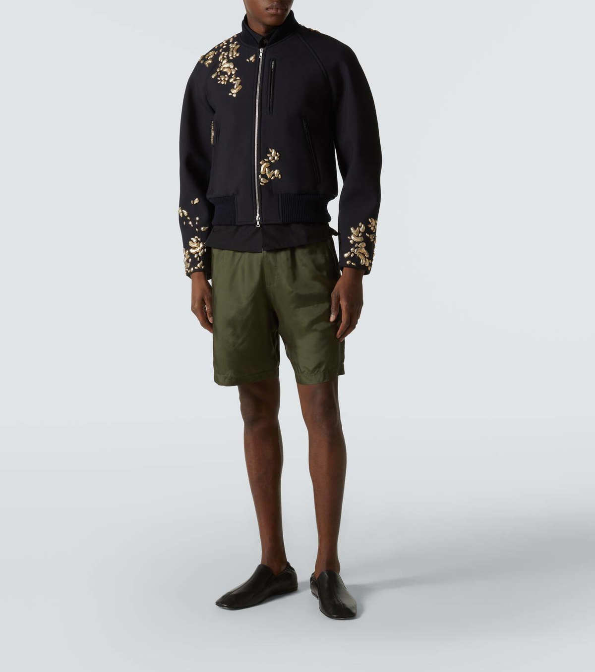 Dries Van Noten Embroidered wool-blend bomber jacket