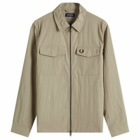 Fred Perry Men's Zip Overshirt in Warm Grey