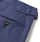 Thom Sweeney - Navy Slim-Fit Pleated Linen Trousers - Navy