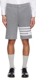 Thom Browne Gray Double Face Knit 4-Bar Bermuda Shorts