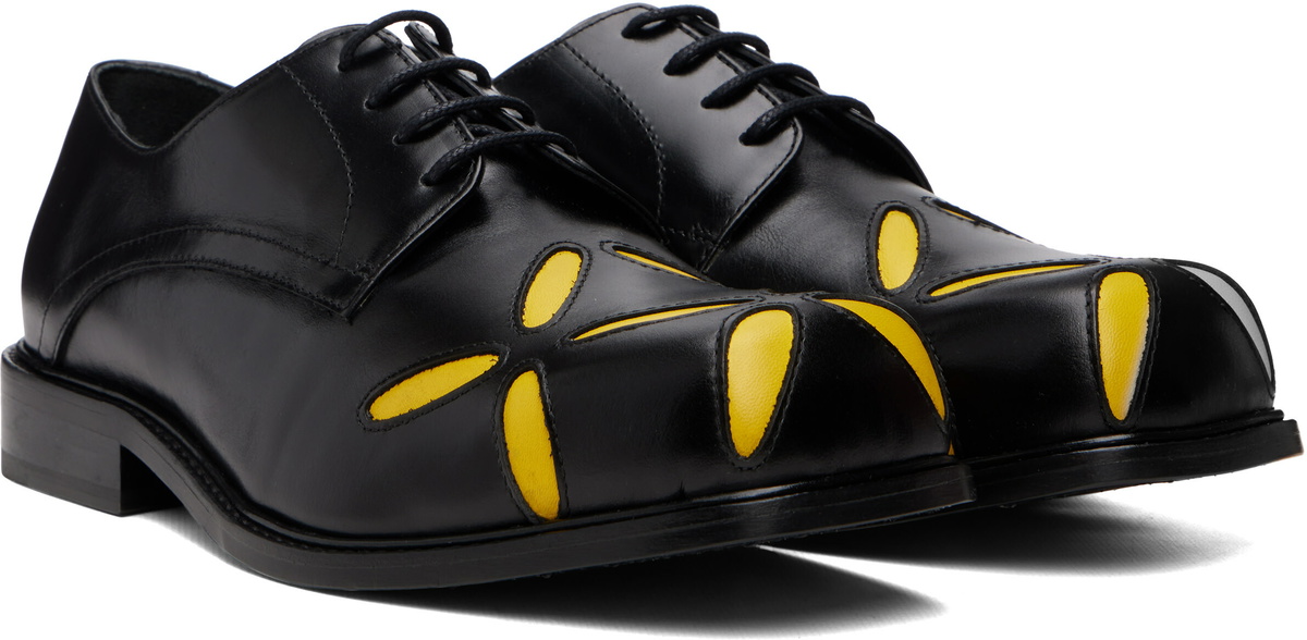 Stefan Cooke Black Slashed Square Toe Derbys