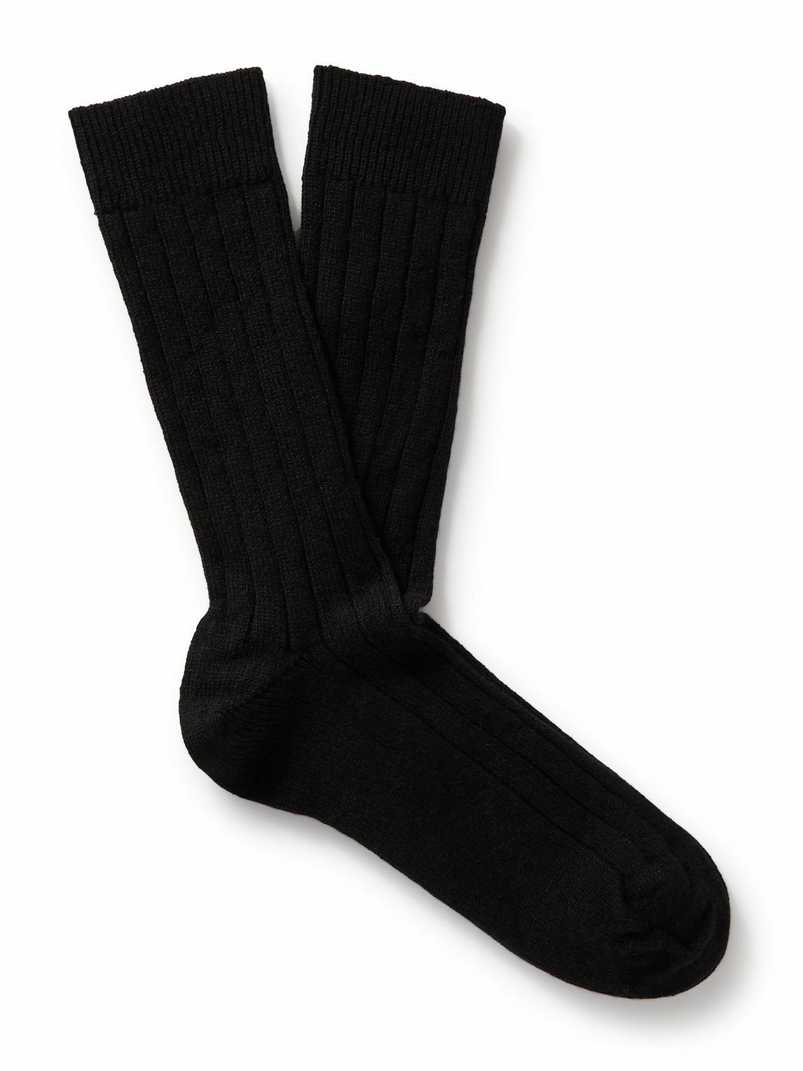Photo: William Lockie - Ribbed Cashmere-Blend Socks - Black