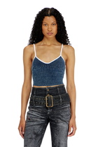Diesel Crop top in indigo bouclé ribbed knit - T-Shirts Womens in Multicolor