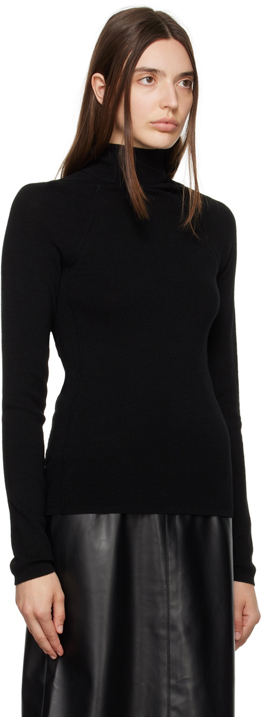 House of Dagmar Black Pinched Seam Turtleneck