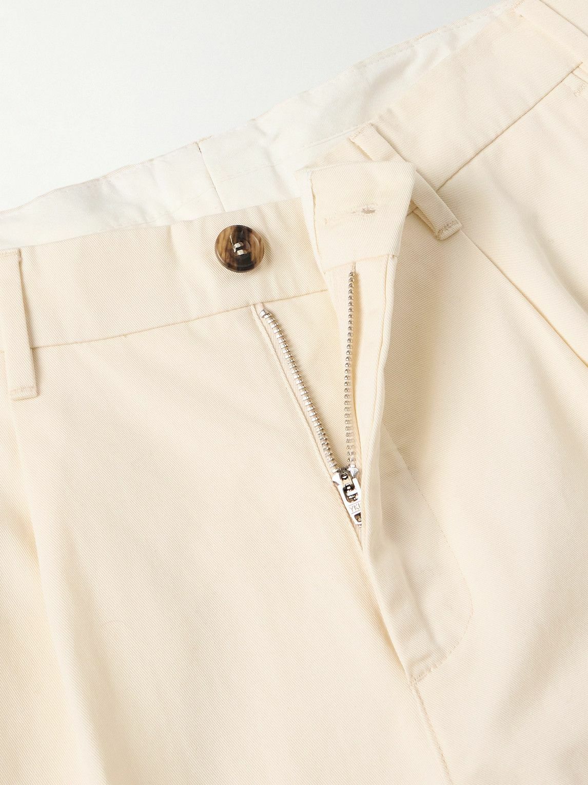 Richard James - Straight-Leg Pleated Cotton-Twill Trousers - Neutrals