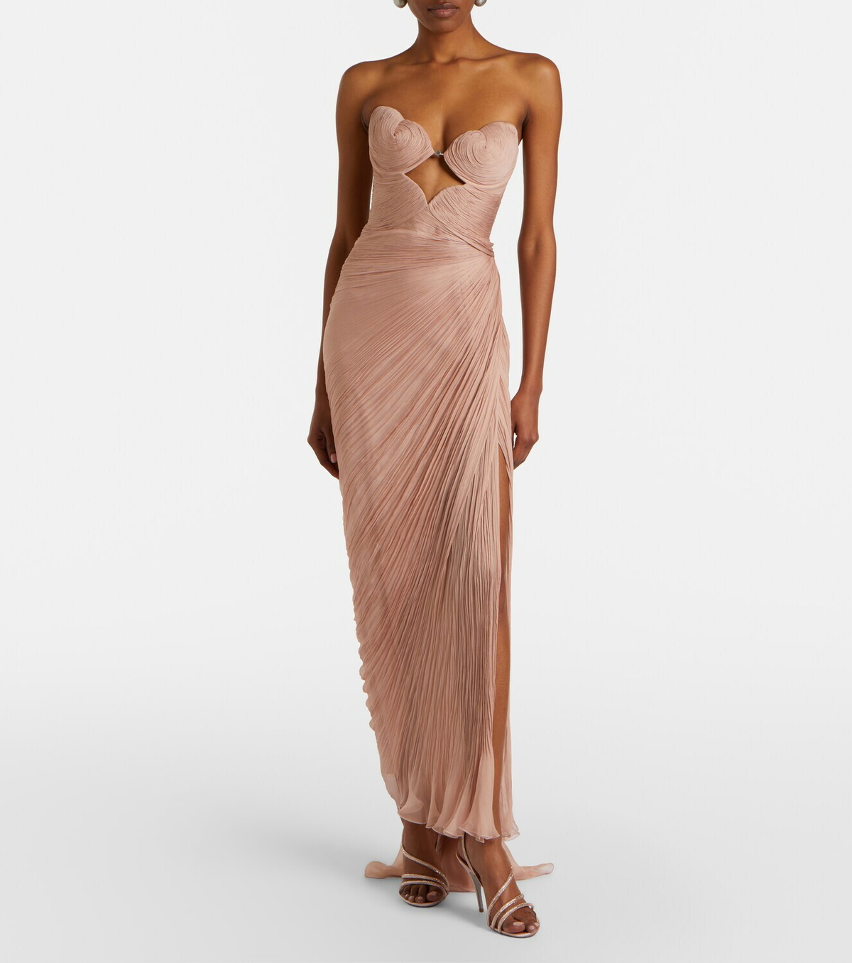 Maria Lucia Hohan Ananda pleated silk muslin bustier gown