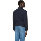 AMI Alexandre Mattiussi Navy Gabardine Zipped Jacket