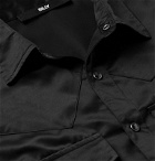 BILLY - Slim-Fit Satin Western Shirt - Black