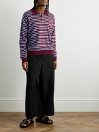 LOEWE - Paula's Ibiza Striped Cotton-Blend Polo Shirt - Burgundy