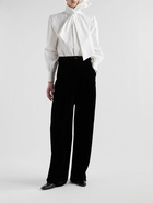 SAINT LAURENT - Wide-Leg Velour Trousers - Black