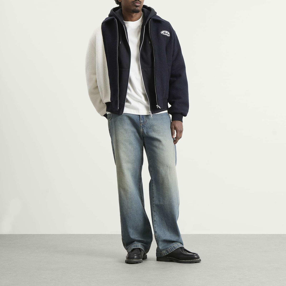Arte Men's Wool Varsity Jacket in Blue/White