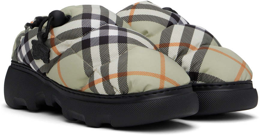 Burberry Green Check Nylon Pillow Loafers