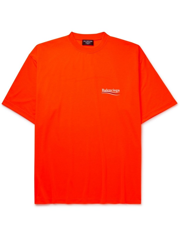 Photo: BALENCIAGA - Oversized Logo-Print Jersey T-Shirt - Orange