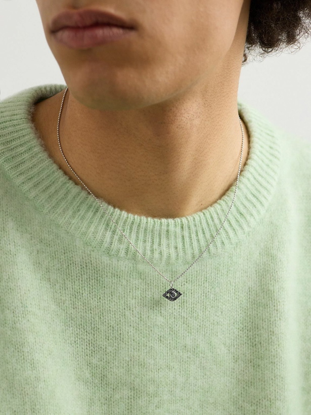 Photo: Sydney Evan - Evil Eye Rhodium-Plated Diamond Pendant Necklace