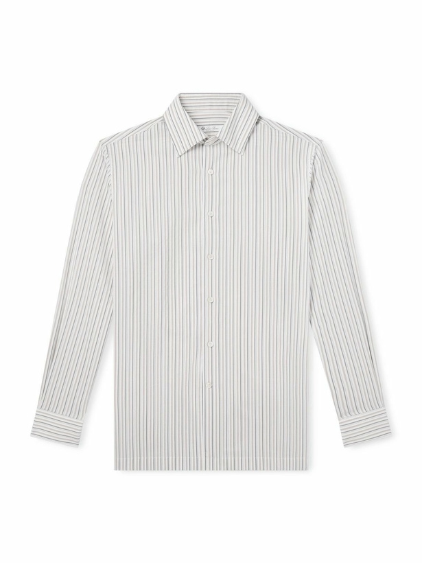Photo: Loro Piana - Striped Cotton and Silk-Blend Shirt - White