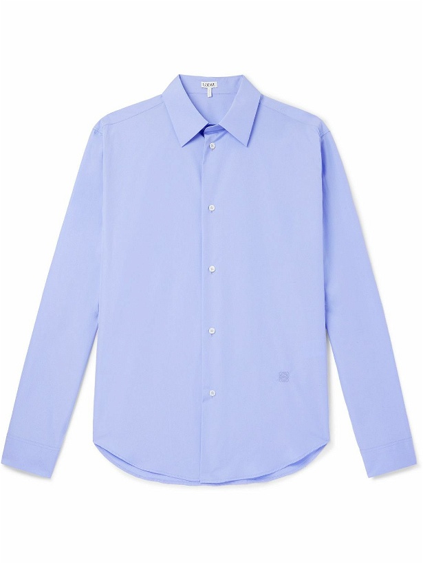 Photo: LOEWE - Logo-Embroidered Cotton Shirt - Blue