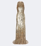 Jenny Packham Kimiko embellished halterneck gown