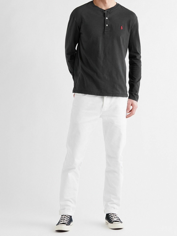 Photo: Polo Ralph Lauren - Logo-Embroidered Slub Cotton-Jersey Henley T-Shirt - Black
