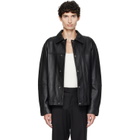 BOSS Black Regular-Fit Metal Logo Buttons Leather Jacket