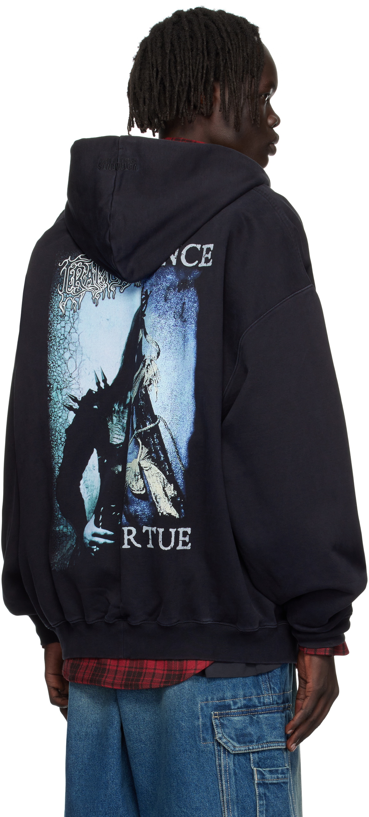 VETEMENTS Black Cradle of Filth Cut-Up Oversized Zip-Up Hoodie