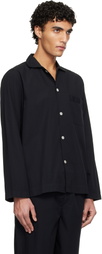 Tekla Black Poplin Long-Sleeved Pyjama Shirt