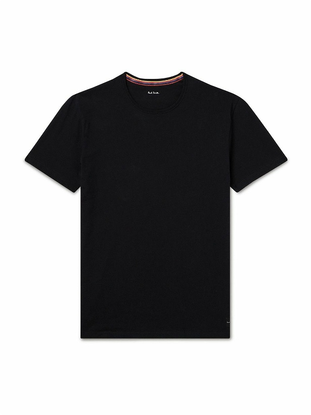 Photo: Paul Smith - Logo-Appliquéd Cotton-Jersey Pyjama T-Shirt - Black