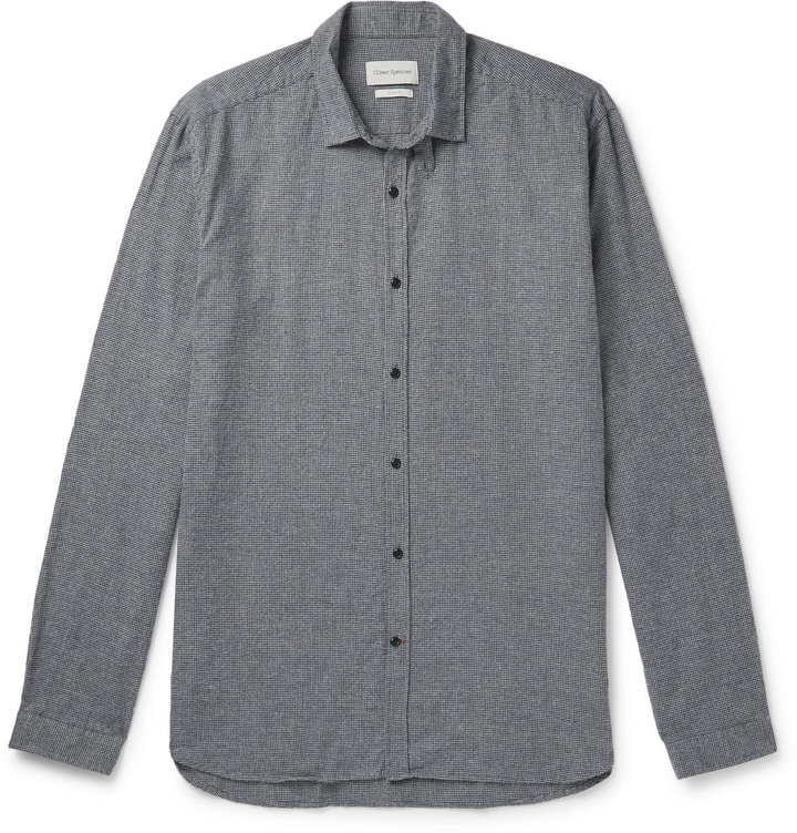 Photo: Oliver Spencer - Clerkenwell Micro-Checked Cotton Shirt - Gray