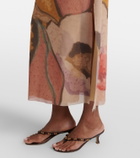SIR Printed mesh maxi skirt