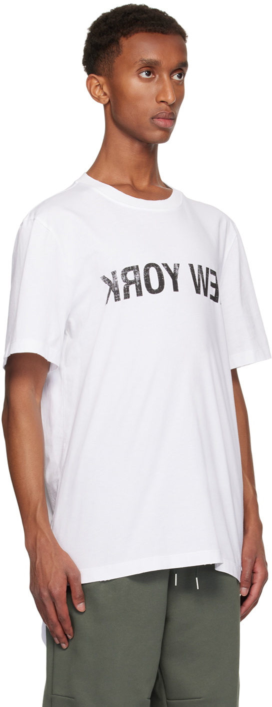 【関税込み】Helmut Lang ホワイト New York Seatbelt Tシャツ Helmut Lang White 'New York' Seatbelt T-shirt Helmut Lang