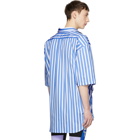 Martine Rose Blue and White Short Sleeve Striped Oversized Shirt