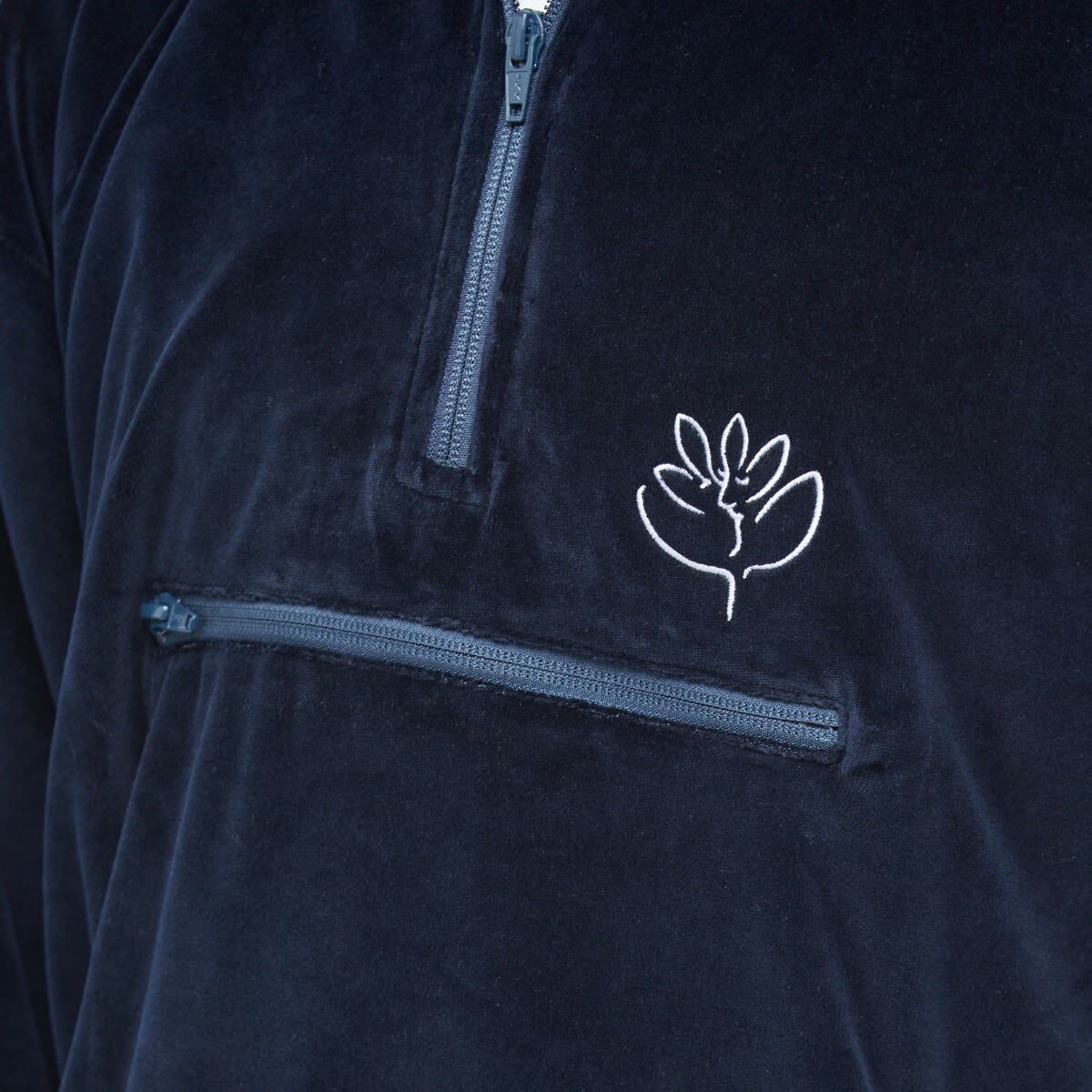 Magenta Men's Dimanche Velour Half Zip Jacket in Navy