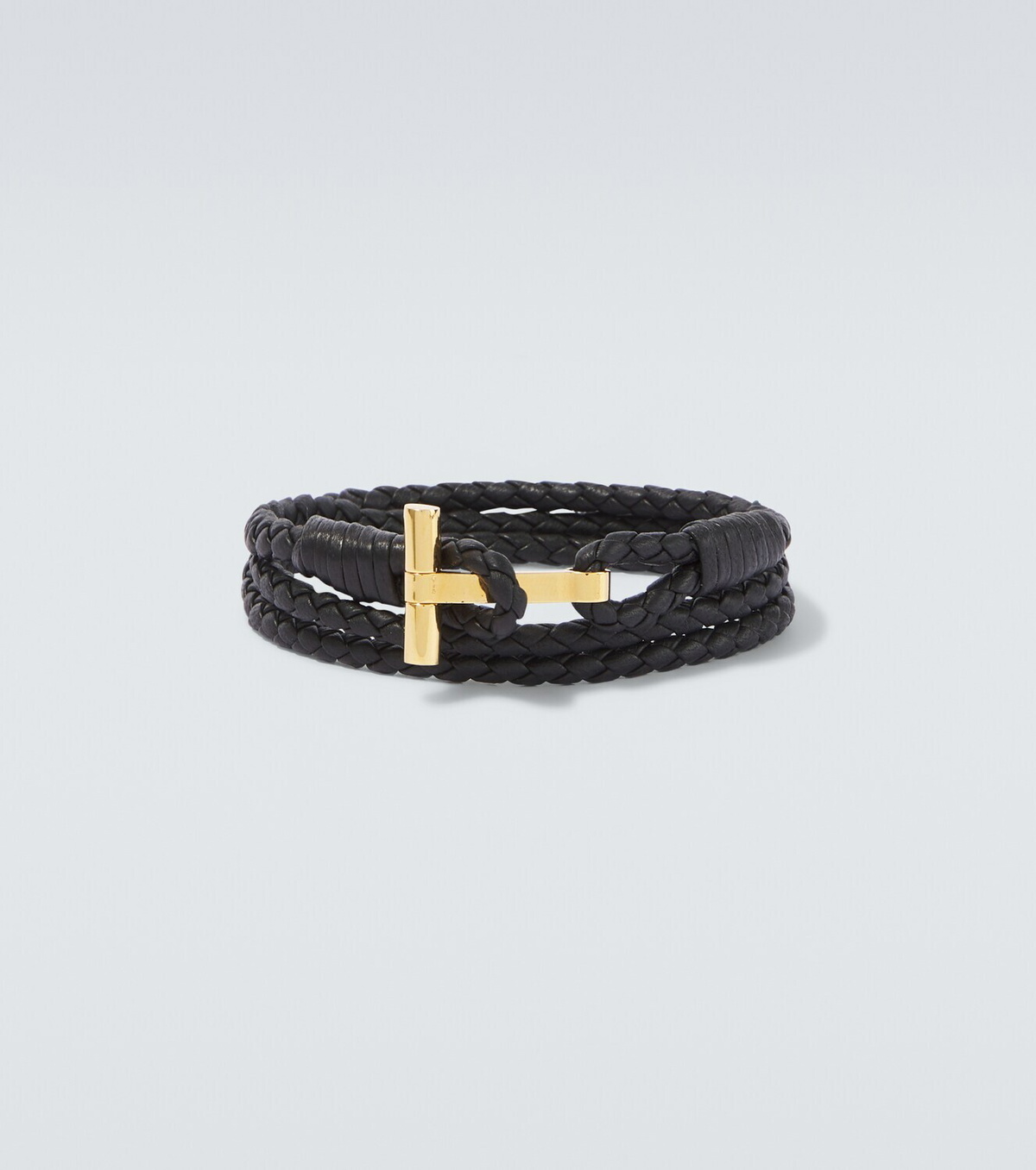 Tom Ford T braided leather bracelet