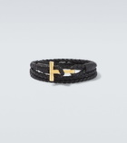 Tom Ford T braided leather bracelet