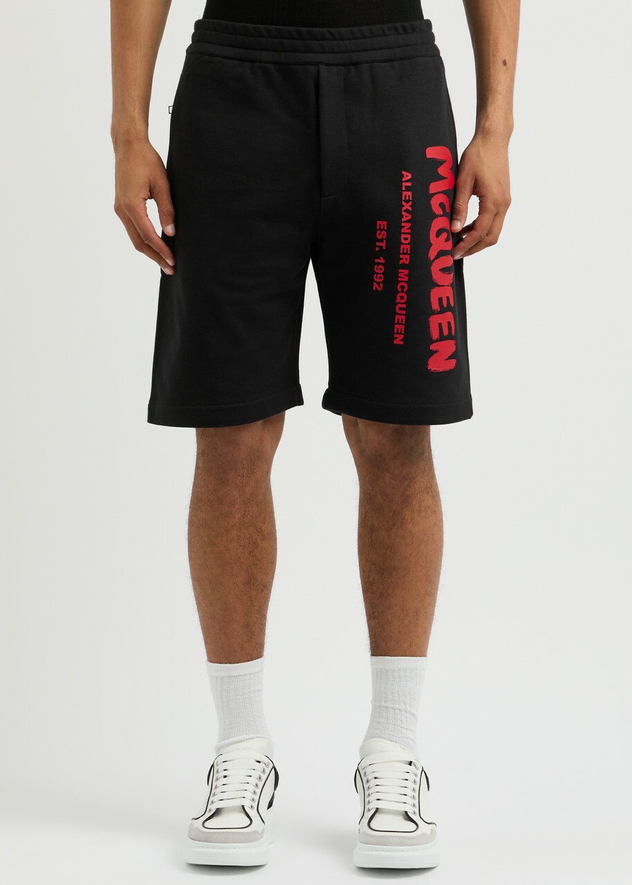 Alexander Mcqueen Logo-print Cotton Shorts Black Alexander McQueen