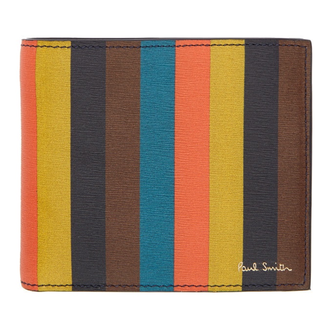 Photo: Paul Smith Black and Multicolor Stripe Bifold Wallet