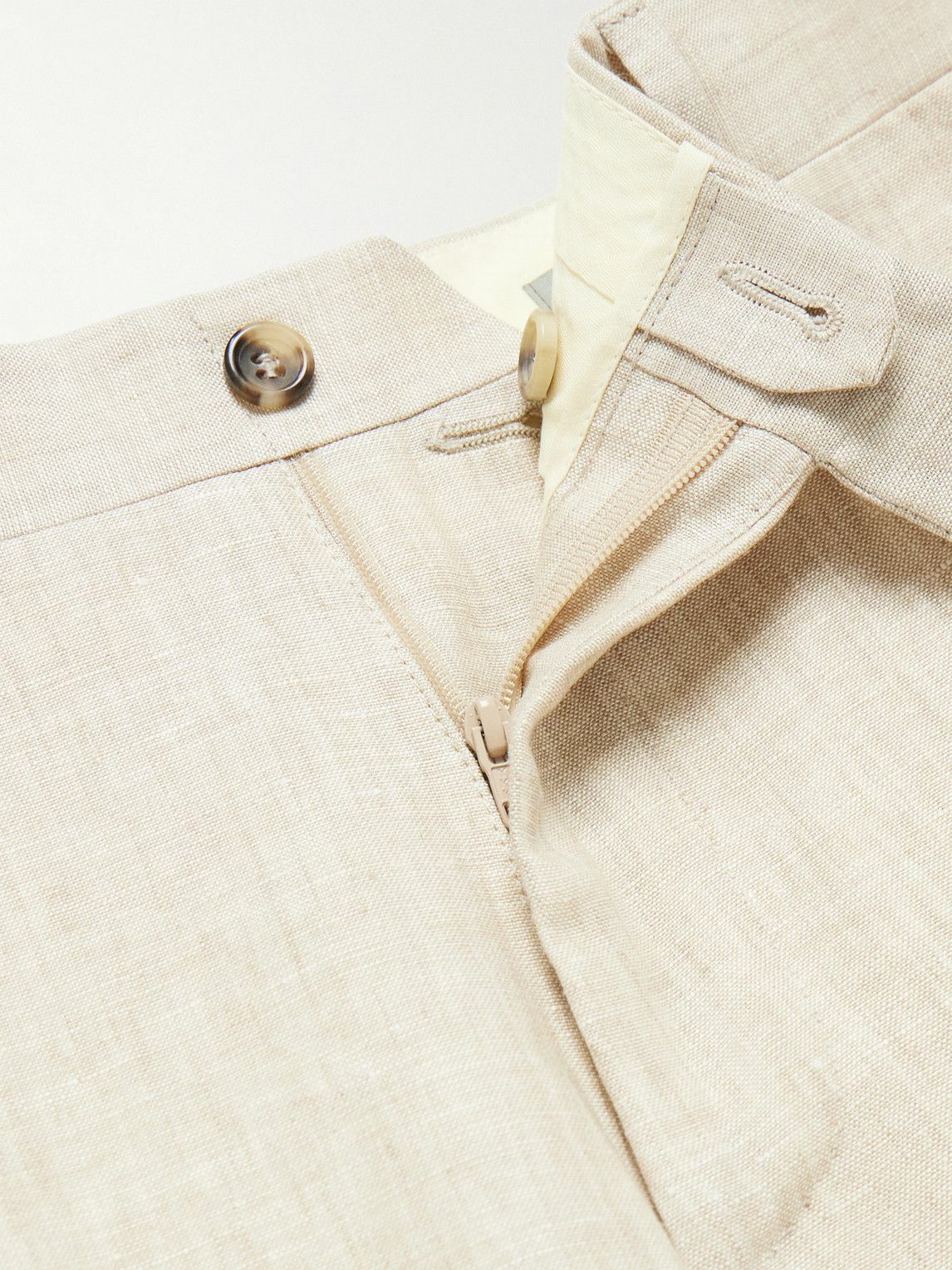 Canali - Slim-Fit Straight-Leg Linen Suit Trousers - Neutrals