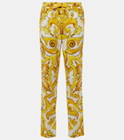 Dolce&Gabbana Majolica high-rise cotton straight pants