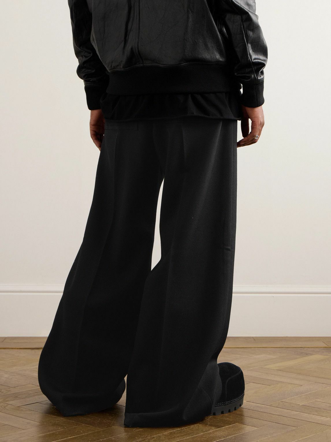 Rick Owens - Bela Wide-Leg Embellished Wool-Drill Drawstring