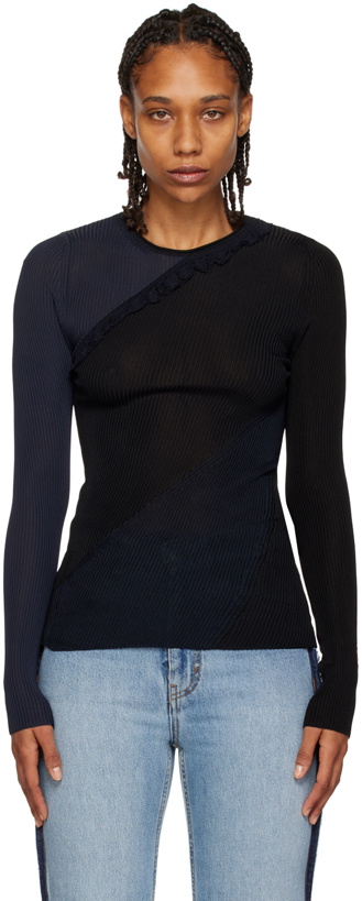 Photo: Victoria Beckham Black & Navy Spiral Long Sleeve T-Shirt