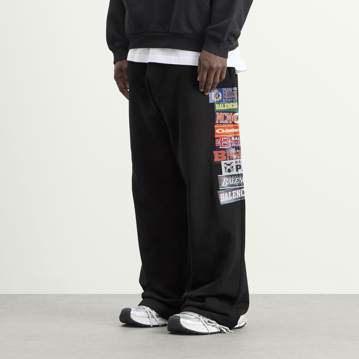 Balenciaga Men's Baggy Bumper Stickers Sweatpants in Black