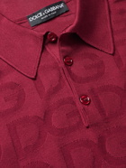 DOLCE & GABBANA - Slim-Fit Logo-Jacquard Silk Polo Shirt - Burgundy - IT 44