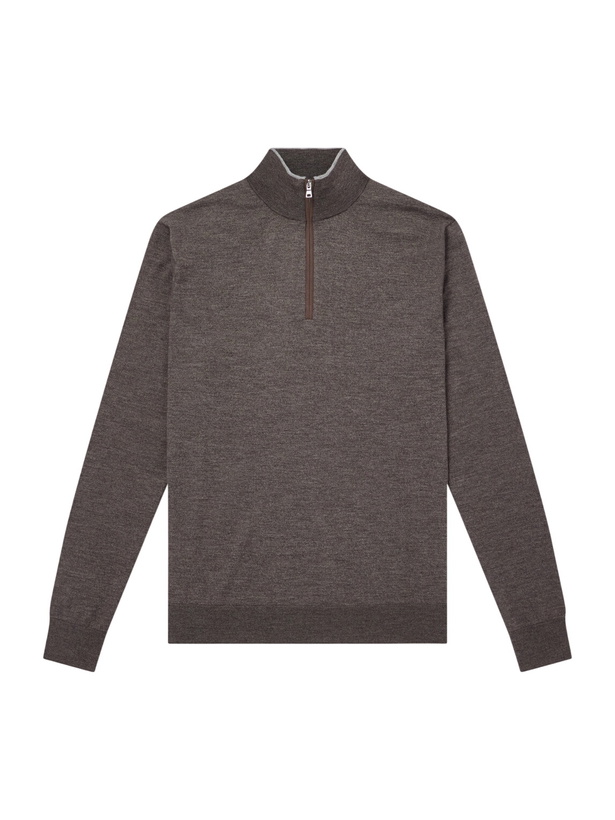 Photo: Peter Millar - Excursionist Merino Wool-Blend Half-Zip Sweater - Brown